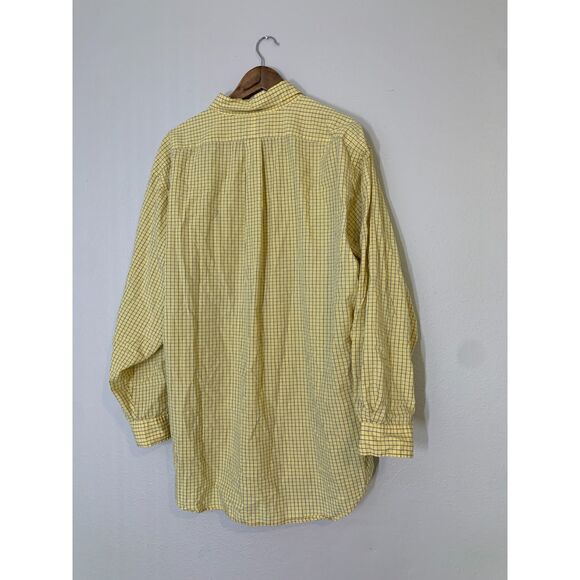 Ralph Lauren Yellow Blue Plaid Button Down Shirt Mens Sz 17.5 34/35 Yarmouth - Picture 5 of 9